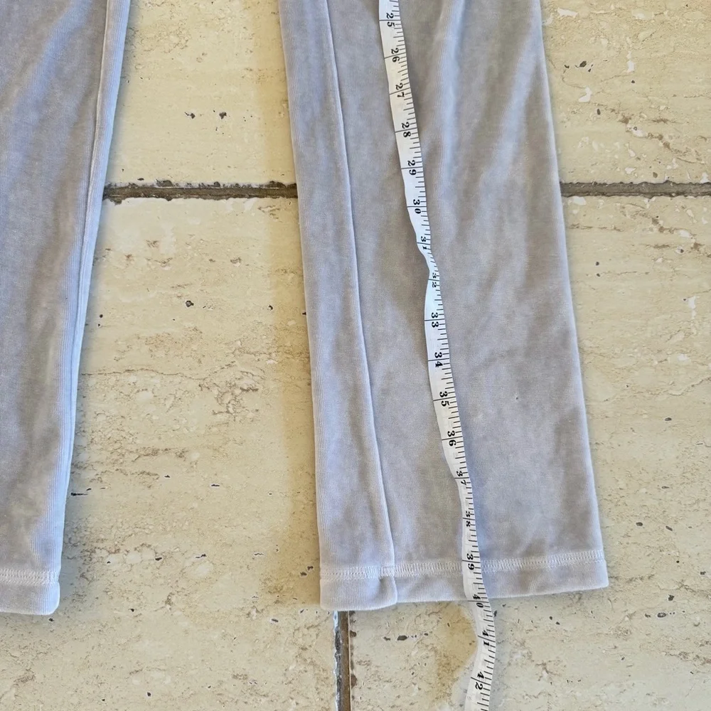 Philipp Plein Gray Velour Pants with Teal Crystal Skull Logo, Size S